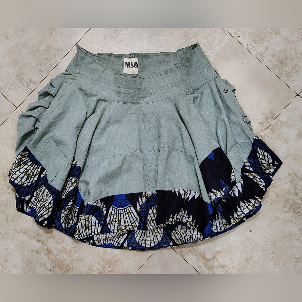 MIA 'Made In Africa' Ruched Cotton SeaShell Skirt Sz M